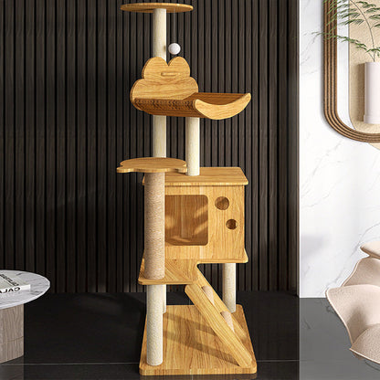 Contemporary Creative Rectangular Medium-Density Fiberboard Sisal Velvet Fabric Multi-Functional Cat Tree For Living Room