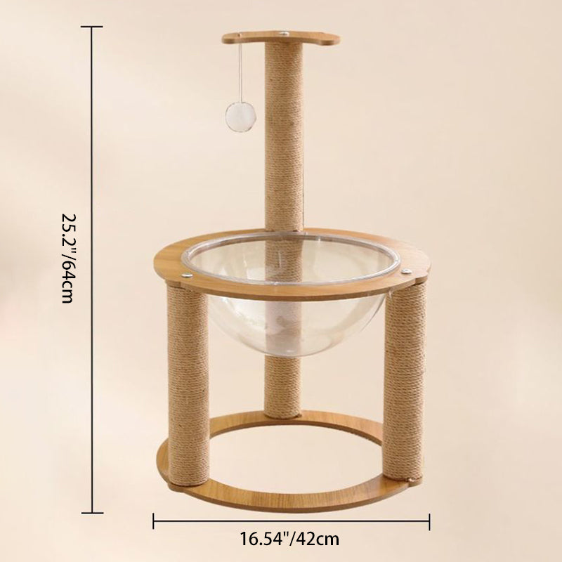 Contemporary Creative Round Medium-Density Fiberboard Sisal Acrylic Multi-Functional Cat Tree For Bedroom