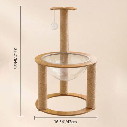 Contemporary Creative Round Medium-Density Fiberboard Sisal Acrylic Multi-Functional Cat Tree For Bedroom
