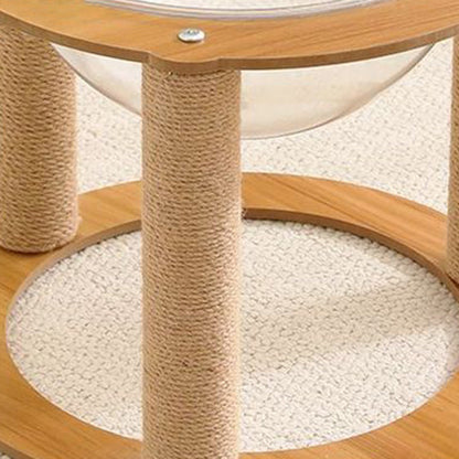 Contemporary Creative Round Medium-Density Fiberboard Sisal Acrylic Multi-Functional Cat Tree For Bedroom