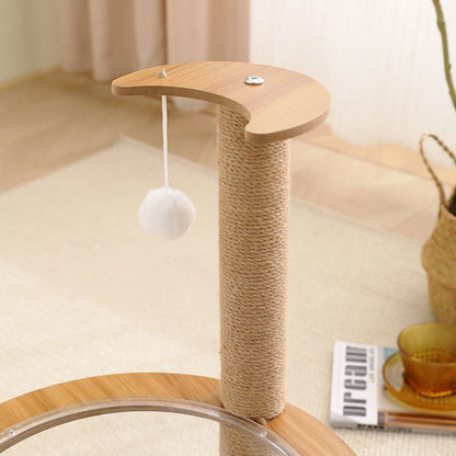Contemporary Creative Round Medium-Density Fiberboard Sisal Acrylic Multi-Functional Cat Tree For Bedroom