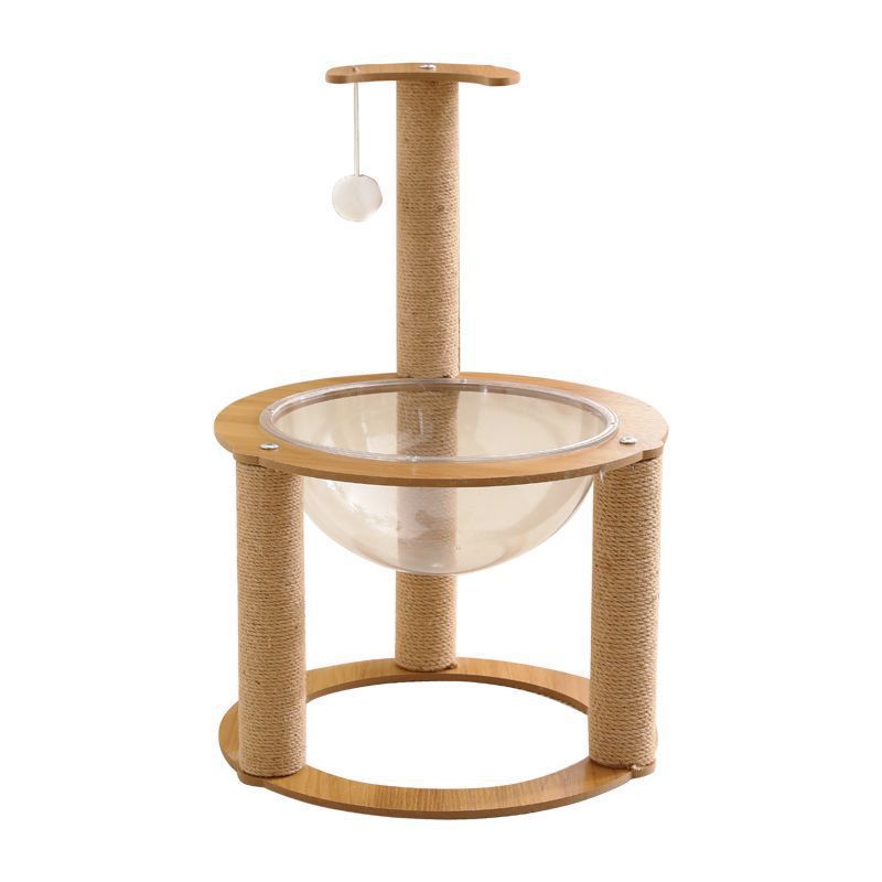 Contemporary Creative Round Medium-Density Fiberboard Sisal Acrylic Multi-Functional Cat Tree For Bedroom