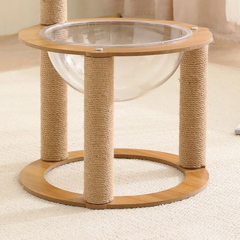 Contemporary Creative Round Medium-Density Fiberboard Sisal Acrylic Multi-Functional Cat Tree For Bedroom