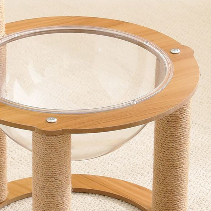 Contemporary Creative Round Medium-Density Fiberboard Sisal Acrylic Multi-Functional Cat Tree For Bedroom