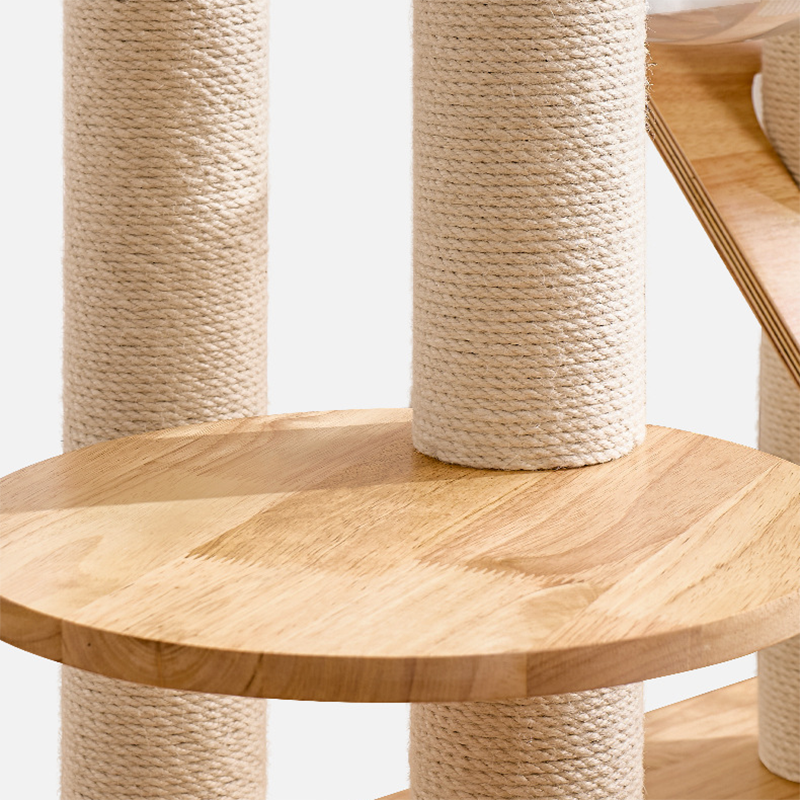 Contemporary Creative Rectangular Christmas Tree-Shaped Rubberwood Sisal Acrylic Multi-Functional Cat Tree For Living Room