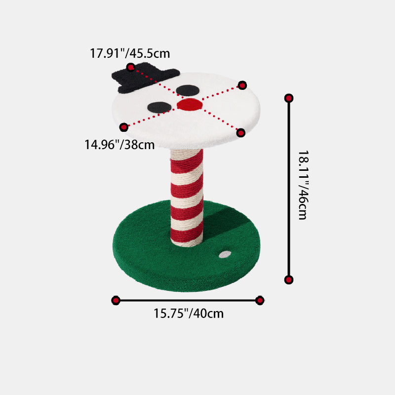 Contemporary Creative Round Reindeer Snowman Santa Claus Design Particle Board Polyester Fiber Jute Christmas Cat Tree 2/4-Tier For Bedroom
