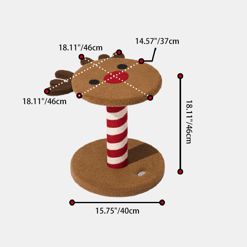 Contemporary Creative Round Reindeer Snowman Santa Claus Design Particle Board Polyester Fiber Jute Christmas Cat Tree 2/4-Tier For Bedroom