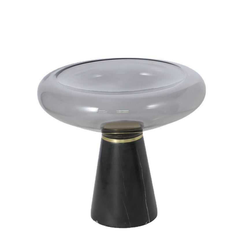 Modern Luxury Round Marble Tempered Glass Iron Side Table 1-Tier For Living Room