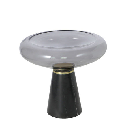 Modern Luxury Round Marble Tempered Glass Iron Side Table 1-Tier For Living Room