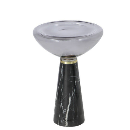 Modern Luxury Round Marble Tempered Glass Iron Side Table 1-Tier For Living Room
