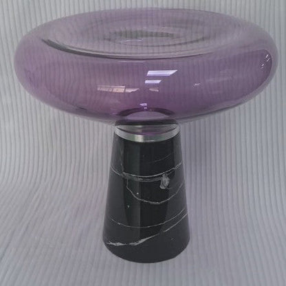 Modern Luxury Round Marble Tempered Glass Iron Side Table 1-Tier For Living Room