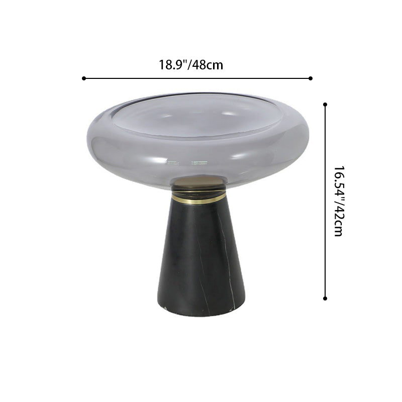 Modern Luxury Round Marble Tempered Glass Iron Side Table 1-Tier For Living Room