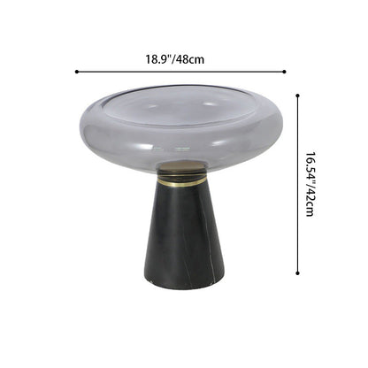 Modern Luxury Round Marble Tempered Glass Iron Side Table 1-Tier For Living Room