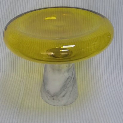 Modern Luxury Round Marble Tempered Glass Iron Side Table 1-Tier For Living Room