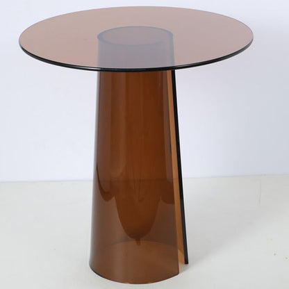 Modern Luxury Round Tempered Glass Acrylic Side Table For Living Room