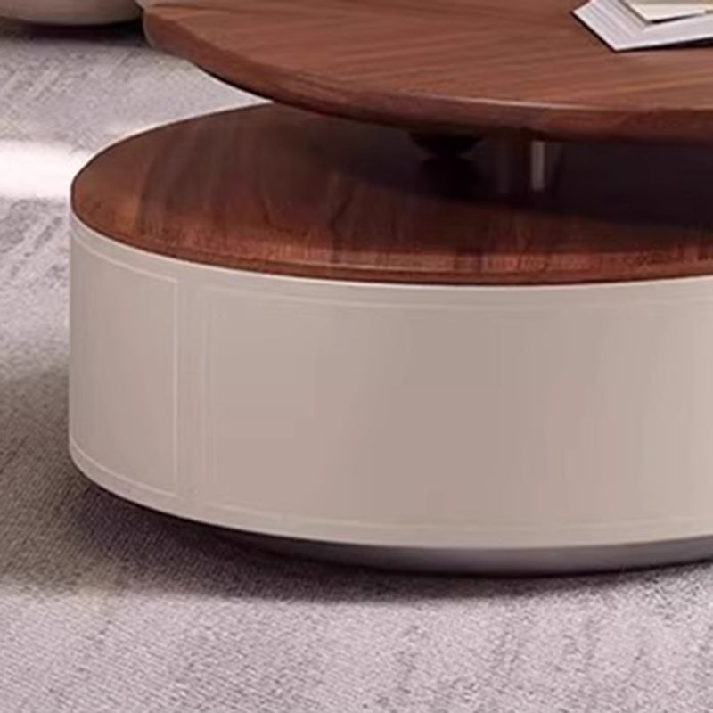 Modern Luxury Round Leaf-Shaped Medium-Density Fiberboard Veneered Saddle Leather Stainless Steel Coffee Table 1-Drawer For Living Room