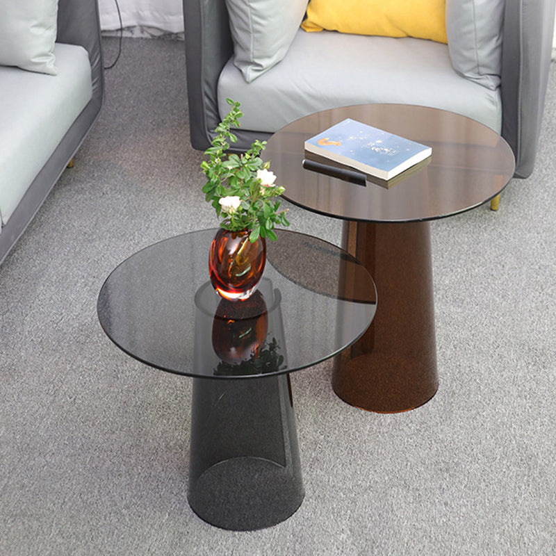 Modern Luxury Round Tempered Glass Acrylic Side Table For Living Room
