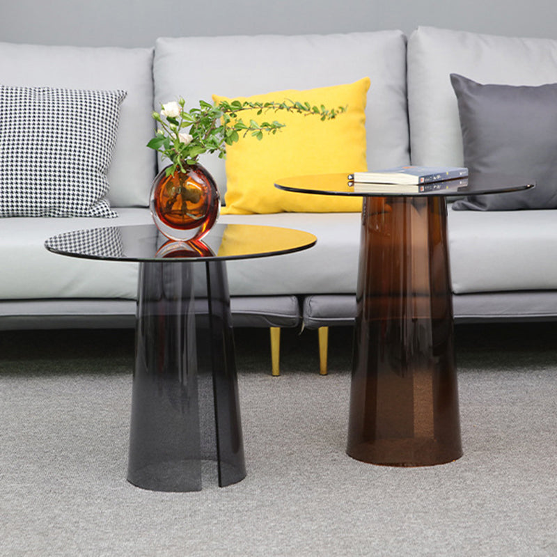 Modern Luxury Round Tempered Glass Acrylic Side Table For Living Room