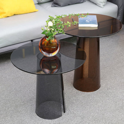 Modern Luxury Round Tempered Glass Acrylic Side Table For Living Room