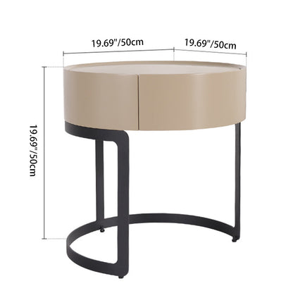 Modern Luxury French Cream-Style Single-Drawer Nightstand: Beige Lacquer Finish - Floating Storage Bedside Table For Bedroom