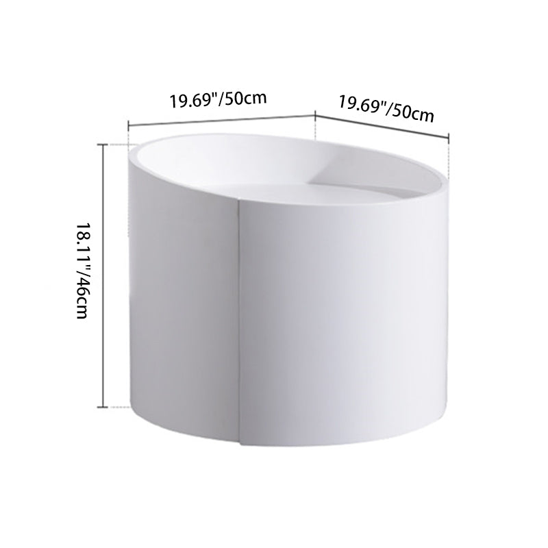 Modern Minimalist Round Nightstand: Single Drawer - Off-White/Black Curved Design Storage Bedside Table For Bedroom