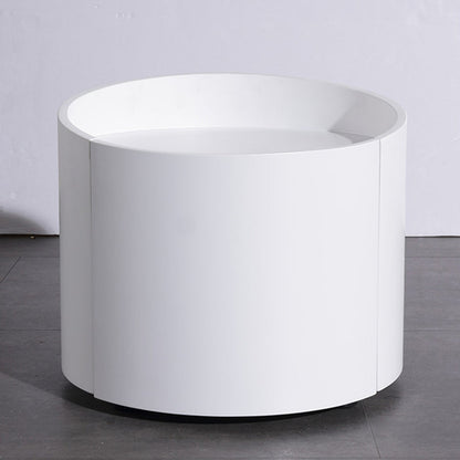 Modern Minimalist Round Nightstand: Single Drawer - Off-White/Black Curved Design Storage Bedside Table For Bedroom