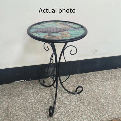 Traditional European Round Iron Heat-Sealed Glass Side Table For Outdoor Patio & Living Room
