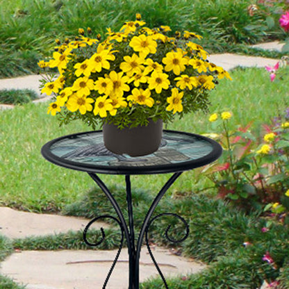 Traditional European Round Iron Heat-Sealed Glass Side Table For Outdoor Patio & Living Room