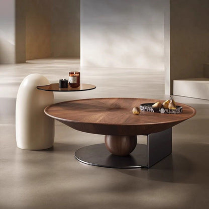 Modern Luxury Round Stainless Steel Medium-Density Fiberboard Fiberglass Tempered Glass Coffee Table Set 1-Tier For Living Room