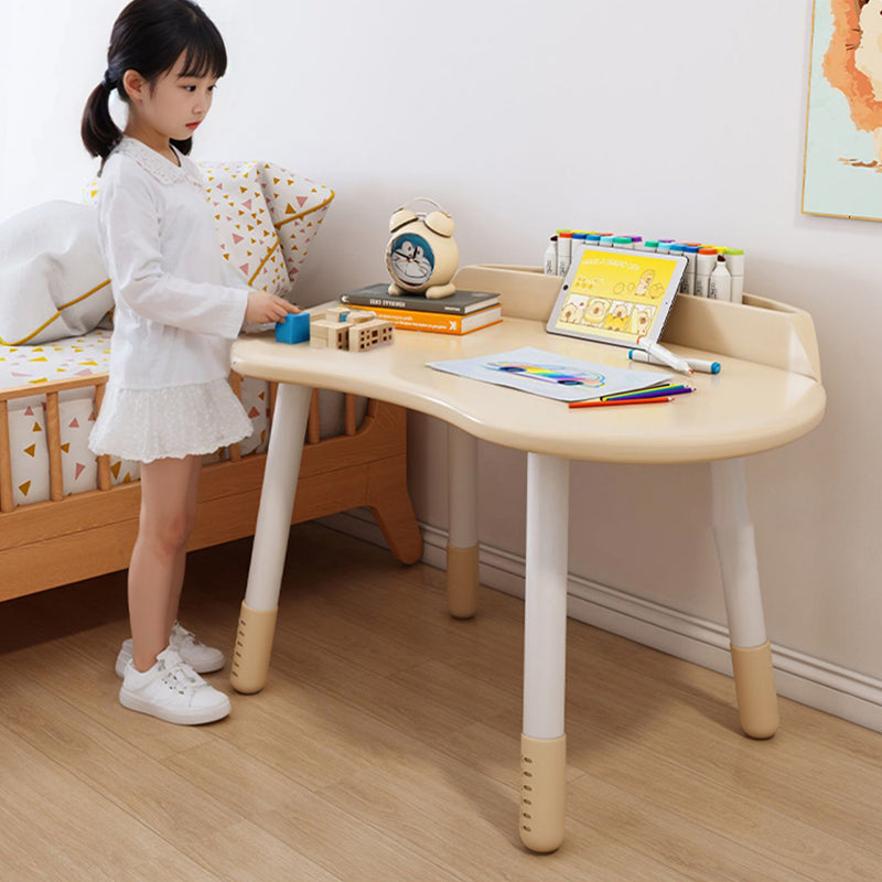 Contemporary Scandinavian Oval Solid Wood Eco-Panel Rubber Injection- Molding Height-Adjustable Kids Desk & Chair Set For Bedroom