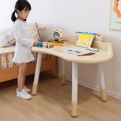 Contemporary Scandinavian Oval Solid Wood Eco-Panel Rubber Injection- Molding Height-Adjustable Kids Desk & Chair Set For Bedroom