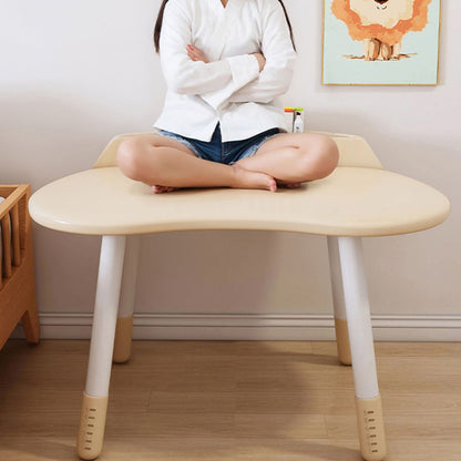 Contemporary Scandinavian Oval Solid Wood Eco-Panel Rubber Injection- Molding Height-Adjustable Kids Desk & Chair Set For Bedroom