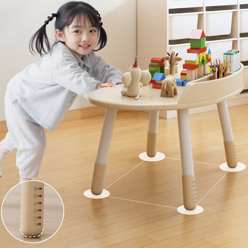 Contemporary Scandinavian Oval Solid Wood Eco-Panel Rubber Injection- Molding Height-Adjustable Kids Desk & Chair Set For Bedroom