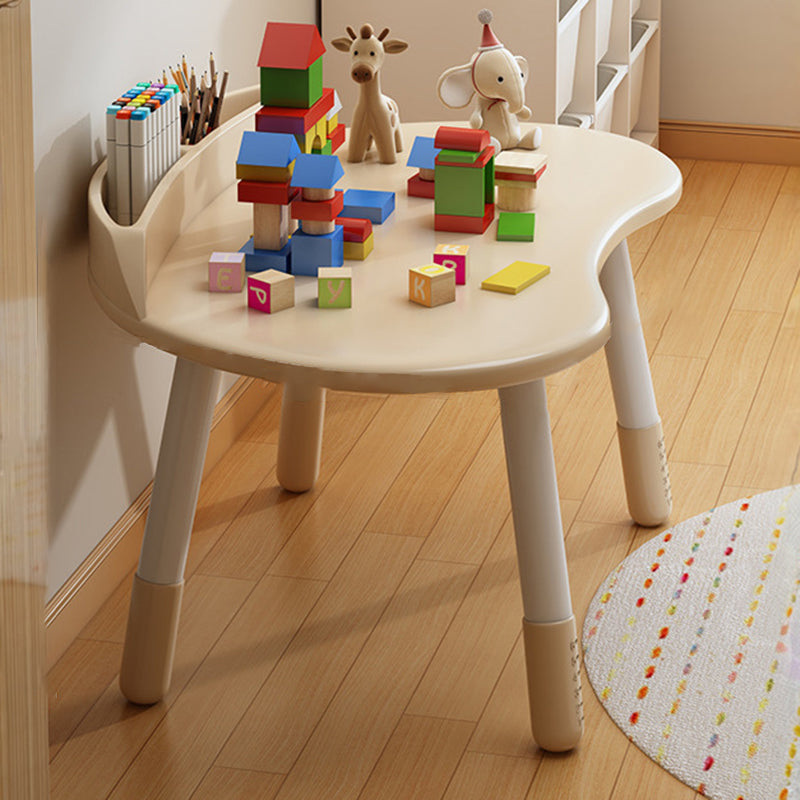Contemporary Scandinavian Oval Solid Wood Eco-Panel Rubber Injection- Molding Height-Adjustable Kids Desk & Chair Set For Bedroom