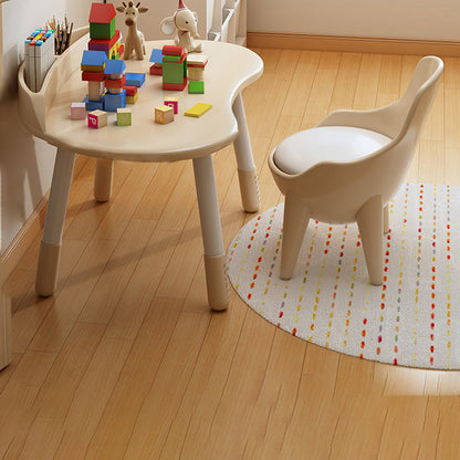 Contemporary Scandinavian Oval Solid Wood Eco-Panel Rubber Injection- Molding Height-Adjustable Kids Desk & Chair Set For Bedroom