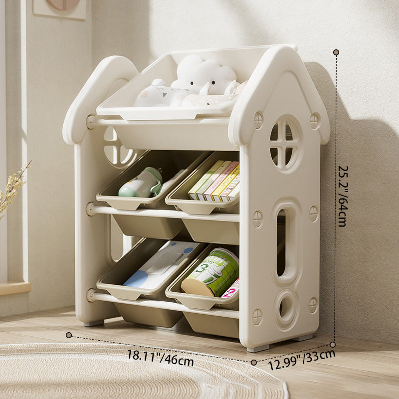 Contemporary Creative Rectangular HDPE Treehouse-Shape Storage Cabinet 3-Tier For Bedroom & Living Room