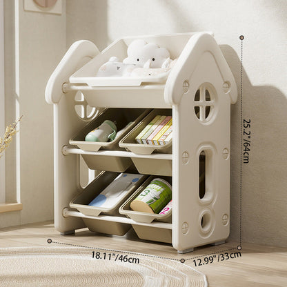 Contemporary Creative Rectangular HDPE Treehouse-Shape Storage Cabinet 3-Tier For Bedroom & Living Room