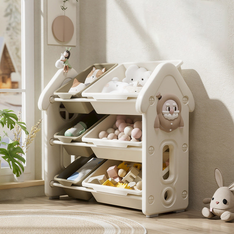Contemporary Creative Rectangular HDPE Treehouse-Shape Storage Cabinet 3-Tier For Bedroom & Living Room