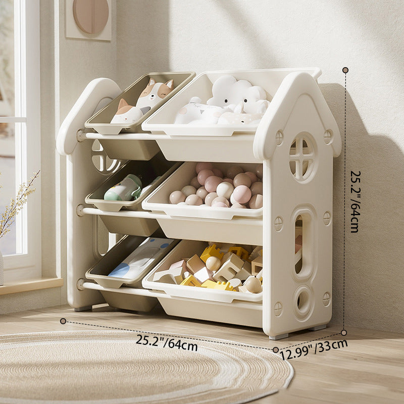 Contemporary Creative Rectangular HDPE Treehouse-Shape Storage Cabinet 3-Tier For Bedroom & Living Room