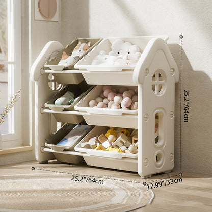 Contemporary Creative Rectangular HDPE Treehouse-Shape Storage Cabinet 3-Tier For Bedroom & Living Room