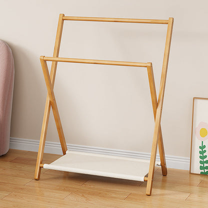 Contemporary Scandinavian Rectangular X-Shaped Natural Nan Bamboo Foldable Kids Hall Tree 3-Tier For Bedroom
