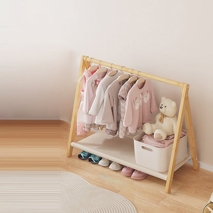 Contemporary Scandinavian Rectangular Natural Nan Bamboo Foldable Kids Hall Tree 2/4-Tier For Bedroom