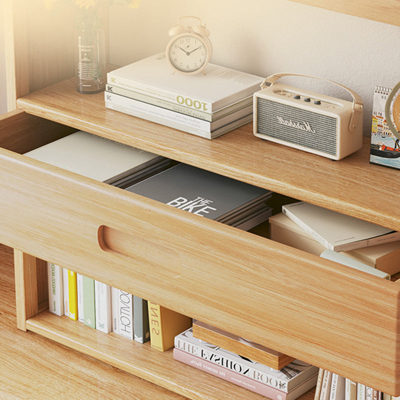 Contemporary Scandinavian Rectangular Nan Bamboo Medium-Density Fiberboard Storage Bookshelf 2/3-Tier 1-Drawer For Bedroom & Study