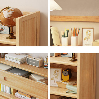Contemporary Scandinavian Rectangular Nan Bamboo Medium-Density Fiberboard Storage Bookshelf 2/3-Tier 1-Drawer For Bedroom & Study