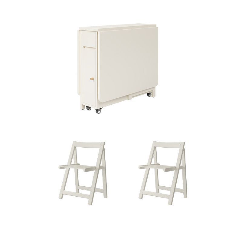 Contemporary Scandinavian Rectangular Rubberwood Solid Wood Medium-Density Fiberboard Foldable Desk & Chair Set 1-Drawer For Living Room & Dining Room
