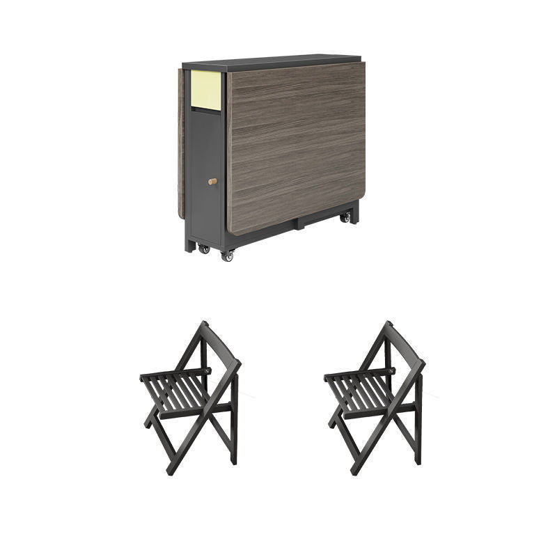 Contemporary Scandinavian Rectangular Rubberwood Solid Wood Medium-Density Fiberboard Foldable Desk & Chair Set 1-Drawer For Living Room & Dining Room