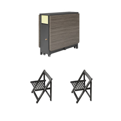 Contemporary Scandinavian Rectangular Rubberwood Solid Wood Medium-Density Fiberboard Foldable Desk & Chair Set 1-Drawer For Living Room & Dining Room