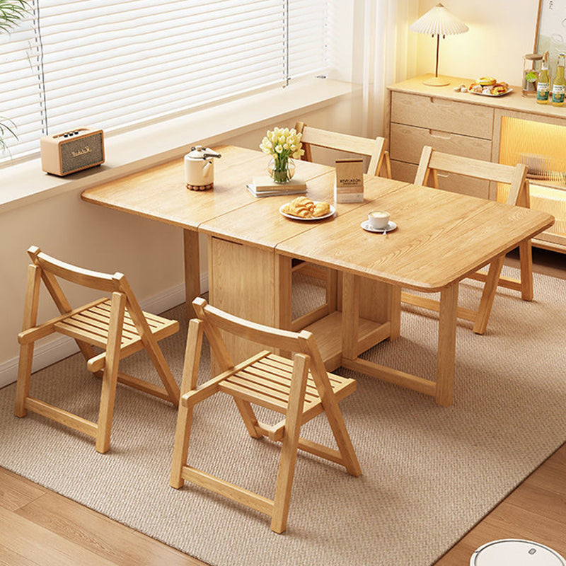 Contemporary Scandinavian Rectangular Rubberwood Plywood Foldable Desk & Chair Set For Living Room & Dining Room
