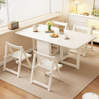 Contemporary Scandinavian Rectangular Rubberwood Plywood Foldable Desk & Chair Set For Living Room & Dining Room