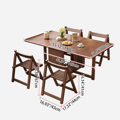 Contemporary Scandinavian Rectangular Rubberwood Plywood Foldable Desk & Chair Set For Living Room & Dining Room